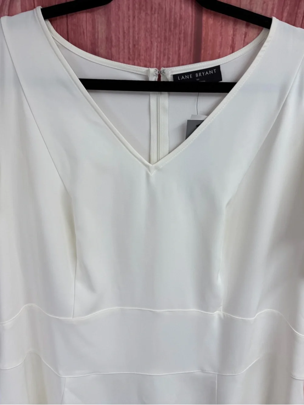 Lane Bryant Ivory High-Low V-Neck MIDI Dress - Picture 7 of 13